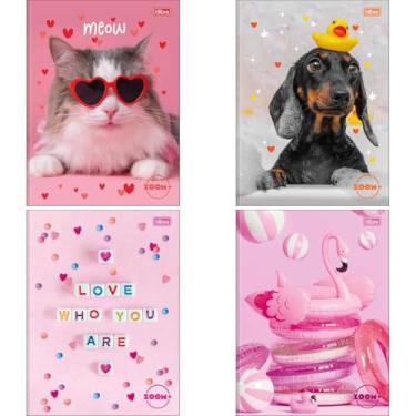 Imagem de Kit com 5 Cadernos Brochurão, Tilibra, Zoom+, Feminino, Universitário, Capa Dura, 96 Folhas, Capas Sortidas