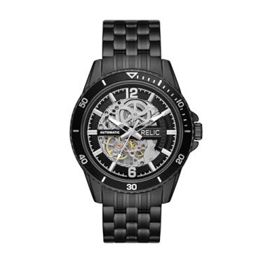 Imagem de Relic by Fossil Relógio masculino Lewis preto esportivo automático com mostrador esqueleto (modelo: ZR77336), Preto