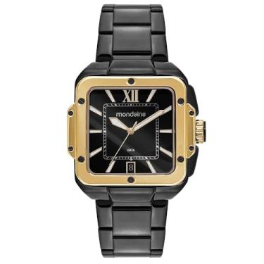Imagem de Mondaine Relógio Masculino Quadrado Espelhado Preto com Dourado