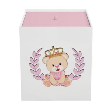 Imagem de Lixeira Kit Higiene MDF com Tampa Quarto Bebê Ursa Coroa - Neném na Nu
