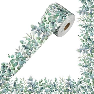 Imagem de Bordas de quadro de avisos de eucalipto de 2,5 m, acabamento de borda de eucalipto, folhas de vegetação enroladas, bordas de sala de aula, vegetação, recortadas, para escola, escritório, sala de aula