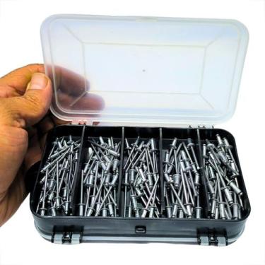 Imagem de Super Kit com 250 Rebites Pop de Alumínio Estojo Organizador Duplo  Me