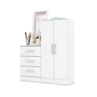 Imagem de Cômoda com Espelho Liza 2 PT 3 GV Branca - Henn