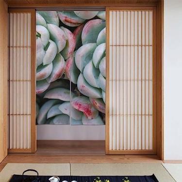 Imagem de Cortina japonesa de plantas roxas Noren cortina divisória de banheiro tapeçaria de porta tratamento de janela para decoração de casa 86 x 142 cm