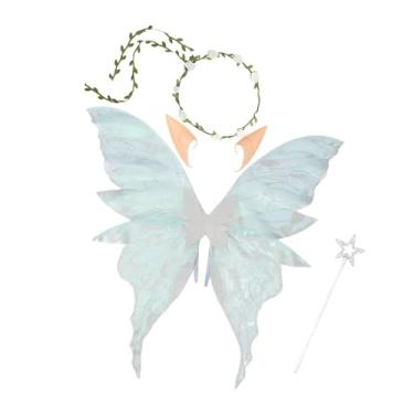 Imagem de Fiocias Asas de fada, decoração, fantasia de Halloween, adereços para fotos, fantasias de borboleta para adultos e crianças, Branco
