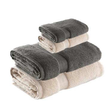 Imagem de Jogo de Toalha de Banho e Rosto Super Soft Zero Twist, 4 pe�as, Algod�o, Toque Macio, 500g/m�, Altihaus, Alta Absor��o, Durabilidade (Bege/Chumbo)