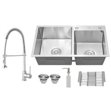 Imagem de Kit Cuba Cozinha Gourmet Pia Dupla C/ Torneira Misturador - Kparts Imp