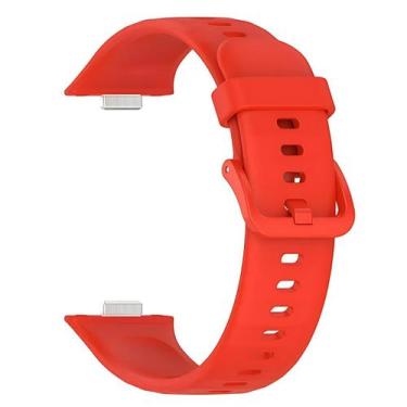 Imagem de Pulseira Silicone Compatível Com Huawei Watch Fit 3 - Poolsy, Vermelha