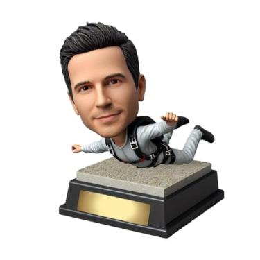 Imagem de Personalizado Skydiver Bobblehead in Flight para admiradores de esportes radicais caçadores de emoção pai namorado irmão decoração de mesa emocionante lembrança artesanal