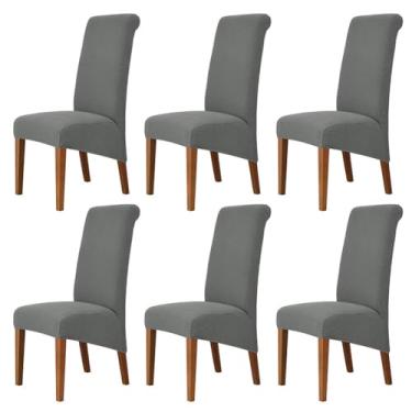 Imagem de Lzyjckh Capa elástica para cadeira de jantar, Capas para cadeiras com encosto alto, Protetor de capa para cadeira Parsons removível e lavável, para sala de jantar, festa,Gray,6PCS