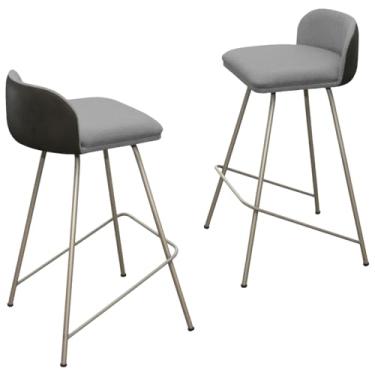 Imagem de Ecom Home - Kit 2 Banqueta Nobre Alta Balcão Cozinha Luxo Área Gourmet Acabamento Da Estrutura Preto Cor Champanhe