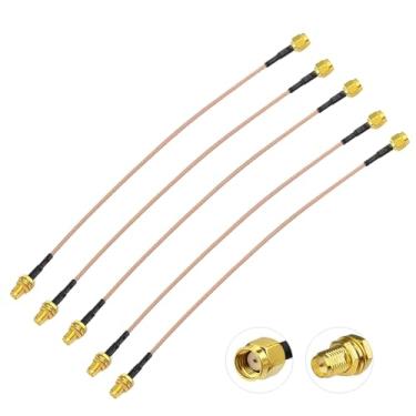 Imagem de Yuslao Cabo de extensão de antena WiFi 15.2 cm 15 cm RP-SMA macho para RP-SMA fêmea Bulkhead Mount RG316 Jumper Cale (pacote com 5) para roteador WiFi, adaptador USB, câmera de segurança IP, cartão de