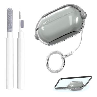 Imagem de Aircawin Capa com trava segura para Beats Solo Buds, estilo de fone de ouvido fofo para Beats Solo Buds, transparente, capa de TPU macio à prova de choque para Beat Solo, capa com mosquetão e caneta