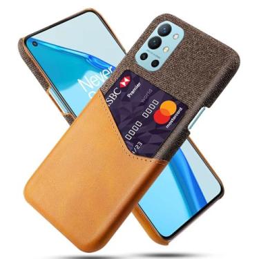 Imagem de Capa para Oneplus 9R,Tela e tampa de couro PU,Antideslizante,360°cobertura completa à prova de choque com 1 slot de cartão atrás,Prevenção de queda-Brown