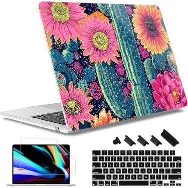 Imagem de May Chen Capa para MacBook Air de 13,6 polegadas versão 2025/2024/2023/2022 (modelo A2681 A3113 A3240, chip M2 M3 M4) – Capa rígida para laptop com capa de teclado e protetor de tela, girassóis cacto