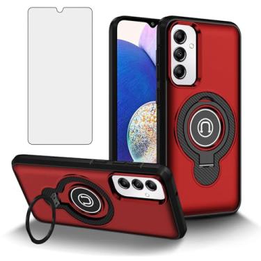 Imagem de Asuwish Capa de telefone para Samsung Galaxy A14/M14 5G com protetor de tela de vidro temperado, suporte magnético fino, suporte rígido, híbrido, resistente, com suporte, película, capa A 14 4G, 14 A