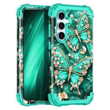 Imagem de Miqala Capa compatível com Galaxy S24 FE 5G, que brilha no escuro, três camadas, resistente, proteção à prova de choque, amortecedor de plástico rígido + capa protetora de silicone macio para Samsung