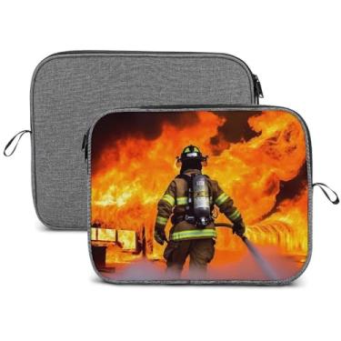 Imagem de Capa para laptop, impermeável, resistente a choques, bolsa protetora para notebook, leve, bombeiro, fogo, fogo, viagem, estojo compatível com laptop de 13 a 14 polegadas