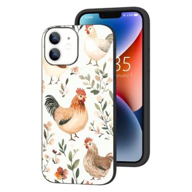 Imagem de HONGZAOQIYE Capa compatível com iPhone 12 iPhone 12 Pro, arte minimalista, galinha, ajuste fino, TPU macio, à prova de choque, capa protetora presente para mulheres e meninas