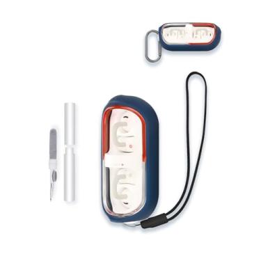 Imagem de Capa para fones de ouvido Moondrop Pill True Wireless com cancelamento de ruído, protetor de silicone macio, portátil, resistente a arranhões, com kit de limpeza, mosquetão e cordão, azul