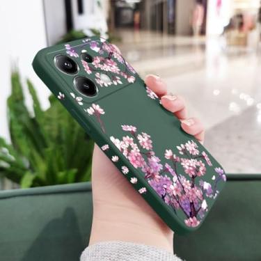 Imagem de Capa de silicone com estampa de flores caindo para Xiaomi Poco X6 F6 M6 M5 M5S F5 X5 F4 X4 M4 F3 M3 X3 Pro 4G 5G GT, verde escuro, para Poco M4 5G