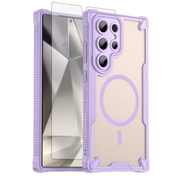 Imagem de Asuwish Capa de celular para Samsung Galaxy S24 Ultra 5G, compatível com Magsafe Magnetic, protetor de tela, capa protetora à prova de choque traseira fosca translúcida S24Ultra S 24 24Ultra Mulheres