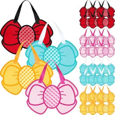 Imagem de Sanwuta 24 peças de sacos de presente de festa de desenho animado com alças não tecidas fofas doces lembrancinhas de festa a granel para aniversário, despedida de solteira, chá de bebê (cor clássica)