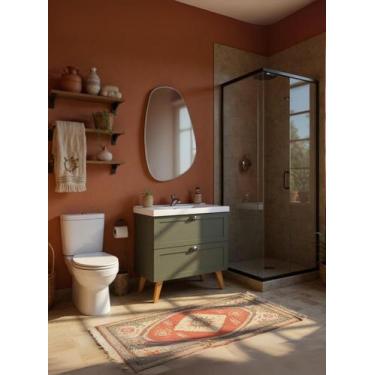 Imagem de Gabinete para Banheiro com Cuba e Espelho Organico 80cm Retro Mdf Verd