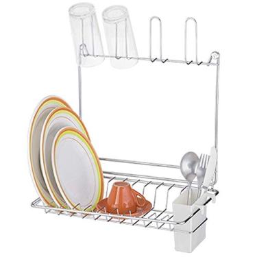 Imagem de Escorredor de Louça Suspenso Dobrável 10 Pratos 04 Copos com Porta Talher Plástico Preto