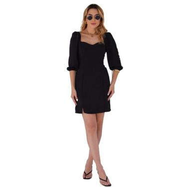 Imagem de Vestido Feminino Alfaiataria Duna Manga Princesa - IV STORE, Preto, M(
