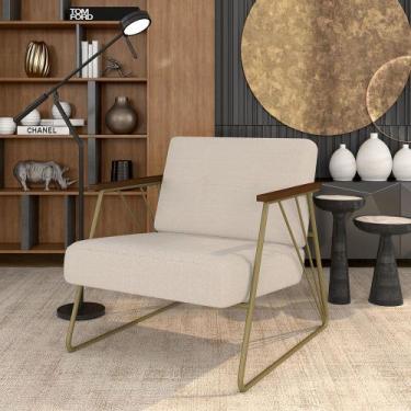 Imagem de Poltrona Estofada Columbia Estilo Industrial Dourado/bouclé Off - M.a 