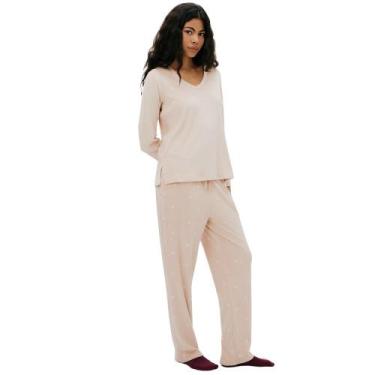 Imagem de Pijama Feminino Longo Hering - Plush, Bege, G