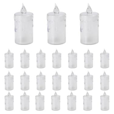 Imagem de Velas LED – Velas sem chama | Vela LED de cristal, velas pequenas de LED piscando alimentadas por bateria, velas de LED sem chama para casamentos, mesas de jantar, decoração de casa