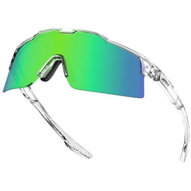 Imagem de ATTCL Óculos de sol unissex TR90 para ciclismo para homens e mulheres - lentes de policarbonato óculos esportivos ciclismo pesca corrida KC11-C4-Toubai-verde