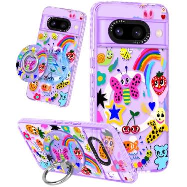 Imagem de Lotadilo Capa fofa para Google Pixel 8A – Compatível com suporte magnético Magsafe para mulheres meninas meninas engraçadas moda bonita TPU capa de telefone design de giz de cera