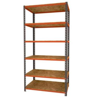 Imagem de Estante Monta Carga 600x1950 com 6 Prat MDP Grafite/Laranja Presto