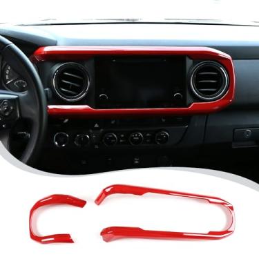 Imagem de LLKUANG Tampa da moldura do painel do painel do painel do console central do carro compatível com Toyota Tacoma 2016-2023 console painel painel de ar condicionado tomada decorativa guarnição da