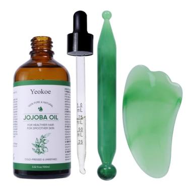 Imagem de Yeokoe Óleo de jojoba puro prensado a frio não refinado Gua Sha para cabelos mais saudáveis, pele mais suave, base hidratante, 100 ml