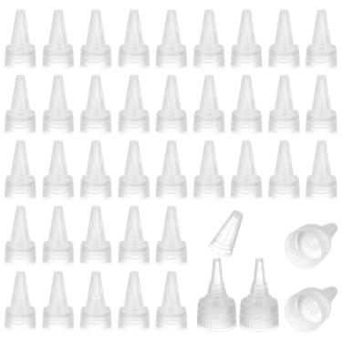 Imagem de PATIKIL 20/410 tampas giratórias, 100 peças de tampas de substituição de garrafa de plástico com junta de espuma para tampas de tinta, distribuição de cola, artesanato faça você mesmo, transparente