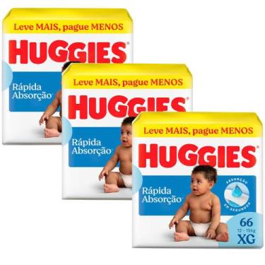 Imagem de Kit 3 Fralda Huggies Tripla Proteção Tamanho XG Pacote Hiper 66 Fralda