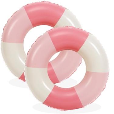Imagem de Tubos de piscina - 2 peças boias infláveis de piscina para adultos, boias infláveis para piscina, jangada, festa, verão, praia, espreguiçadeira, artigos de festa (rosa, 76 cm)