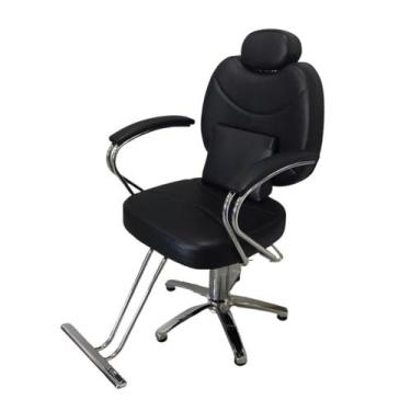 Imagem de Cadeira Barbeiro Cabelereiro Reclinável Poltrona Salão Maquiagem Base 