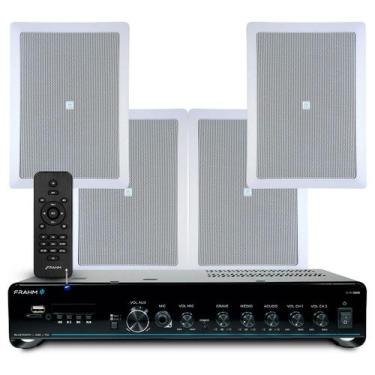 Imagem de Kit Som Ambiente Embutir Teto Jbl 4 Arandelas Retangular + Receiver Sl