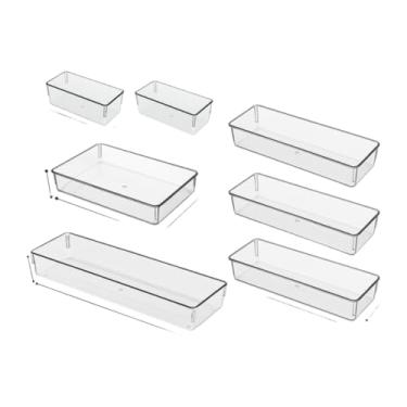 Imagem de Kit Organizador De AcríLico Multiuso EmpilháVel - Para Gavetas, Geladeira, Talheres E Maquiagem(Kit 7)