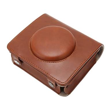 Imagem de Cryfokt Bolsa de Câmera retrô Removível de Couro PU para Mini Take/Ttempt 3 - Estojo de Câmera Compacto e Elegante - Ideal para Entusiastas da Fotografia Marrom
