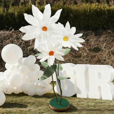 Imagem de maytopia Flores gigantes artificiais para decoração, margaridas grandes, flores de papel, margaridas, decoração para recepção de casamento, festa de aniversário, chá de panela, decoração de pano de
