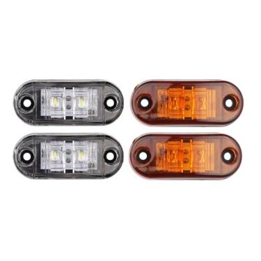 Imagem de Kit 04 Lanternas Led 12/24v Vigia Teto Van Bau Caminhão Barco Cor Cristal/Laranja KLX