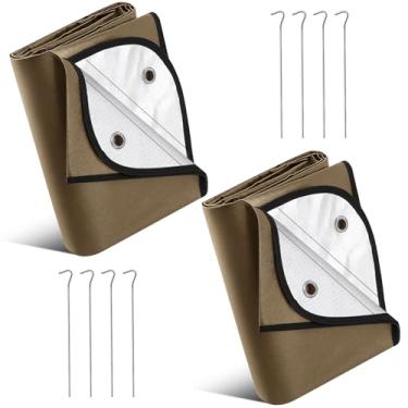 Imagem de Kingdder 2 peças de cobertores de emergência resistentes para sobrevivência 152 x 203 cm cobertor isolado lona térmica tenda acampamento capa bloqueada infravermelho para resgate acampamento caminhada