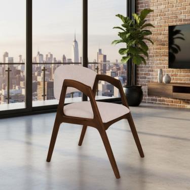 Imagem de Conjunto Com 2 Cadeiras De Jantar Gabriela Em Madeira E Mdf Mel Linho Bege