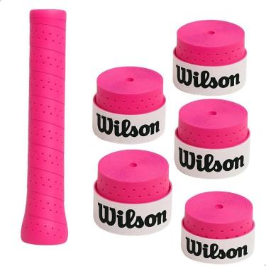 Imagem de Kit 5 Un Overgrip Raquete Beach Furado Wilson - Rosa-Chicle